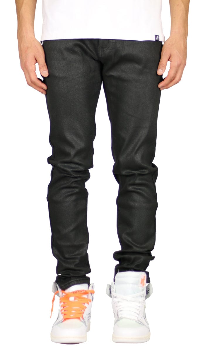 Wax Coated Slim Tapered Jeans