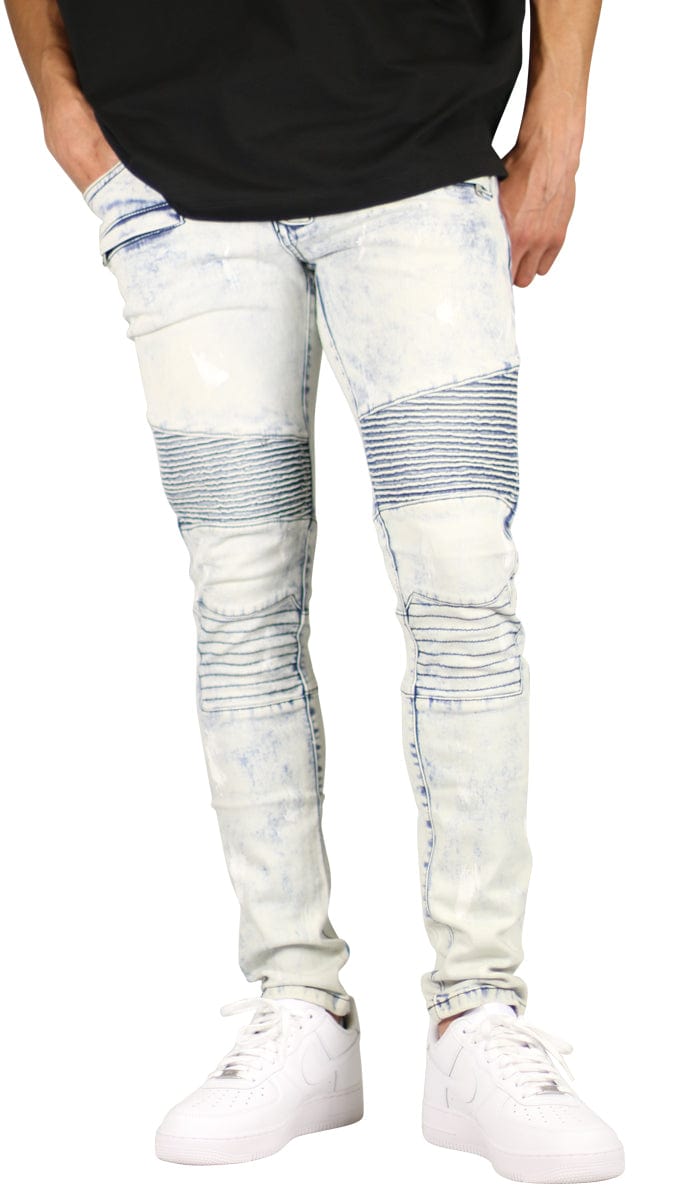 Bleach Blue Biker Jeans - Image 6