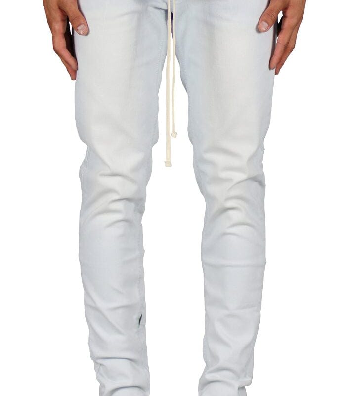 White Blue Stack Zipper Jeans