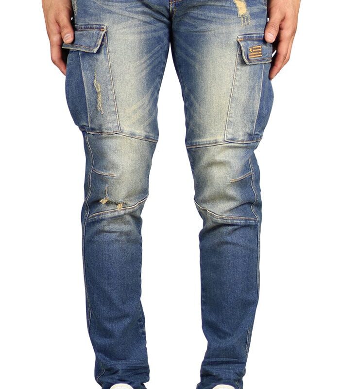 Deep Blue Cargo Jeans