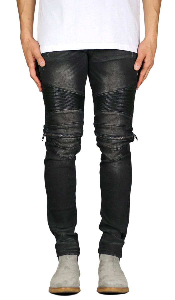 Black Moto Zipper Jeans