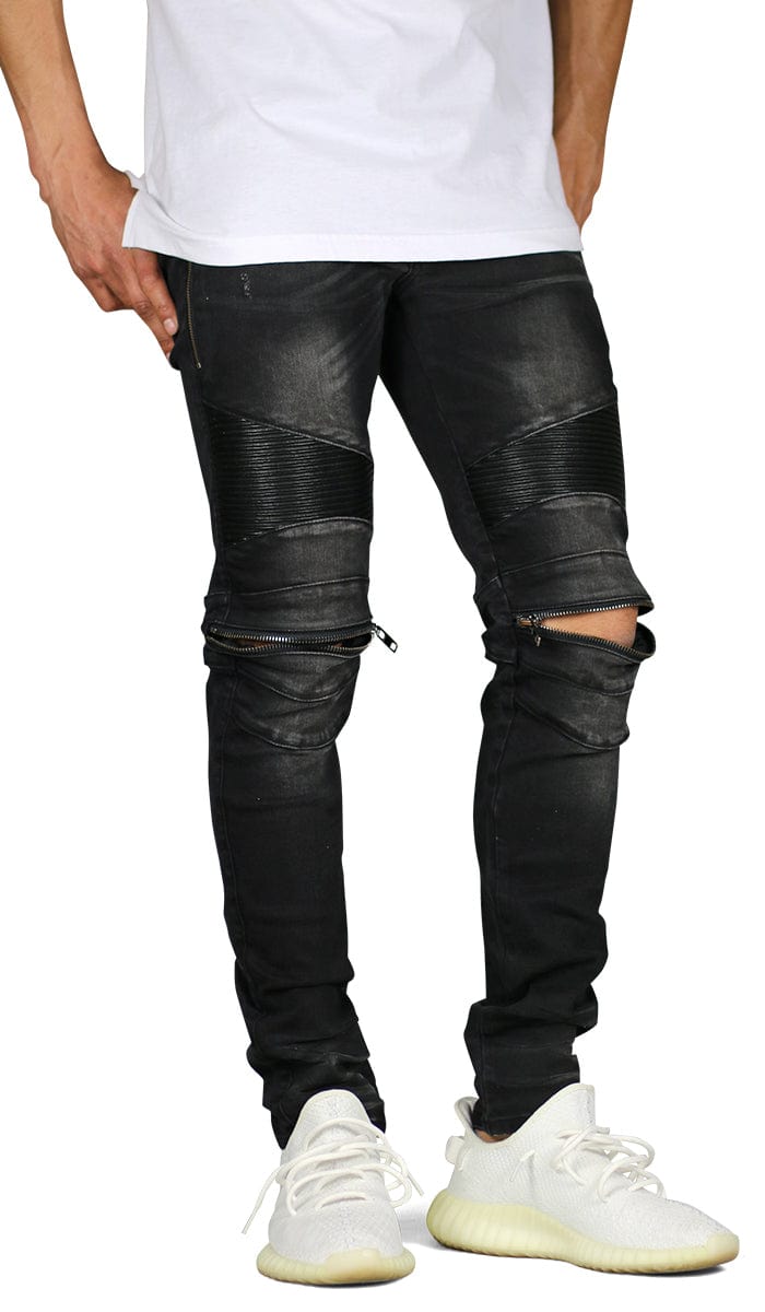 Black Moto Zipper Jeans - Image 10