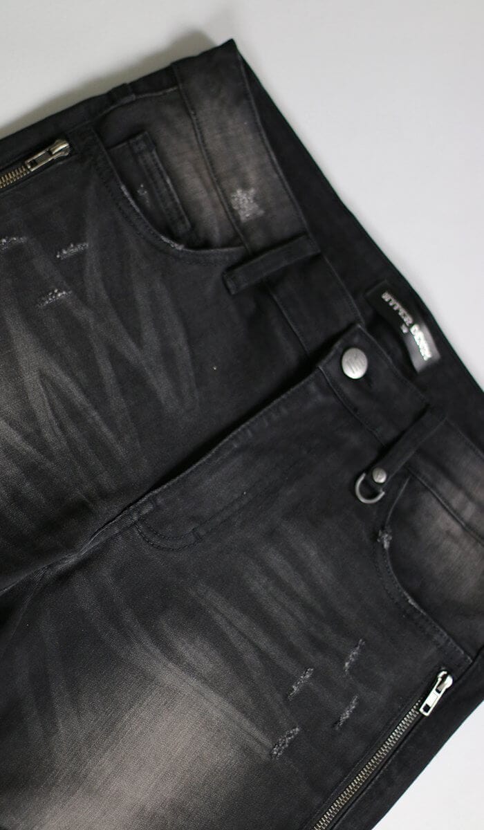 Black Moto Zipper Jeans - Image 12