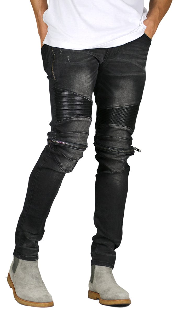 Black Moto Zipper Jeans - Image 5
