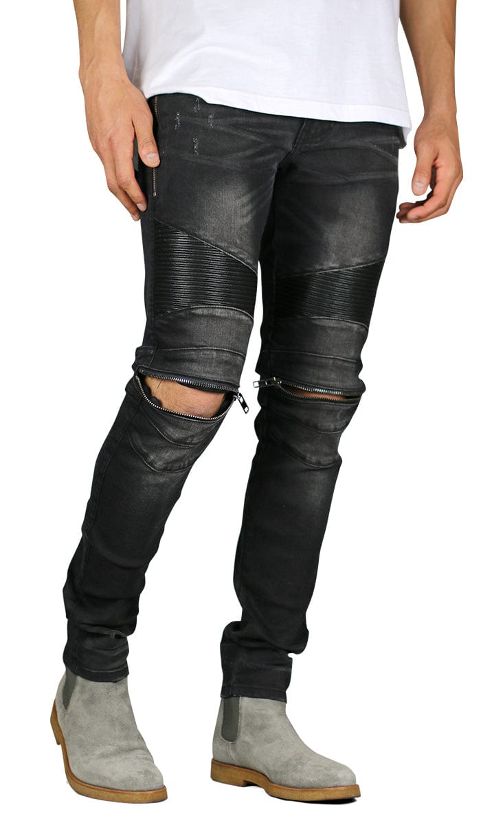 Black Moto Zipper Jeans - Image 7
