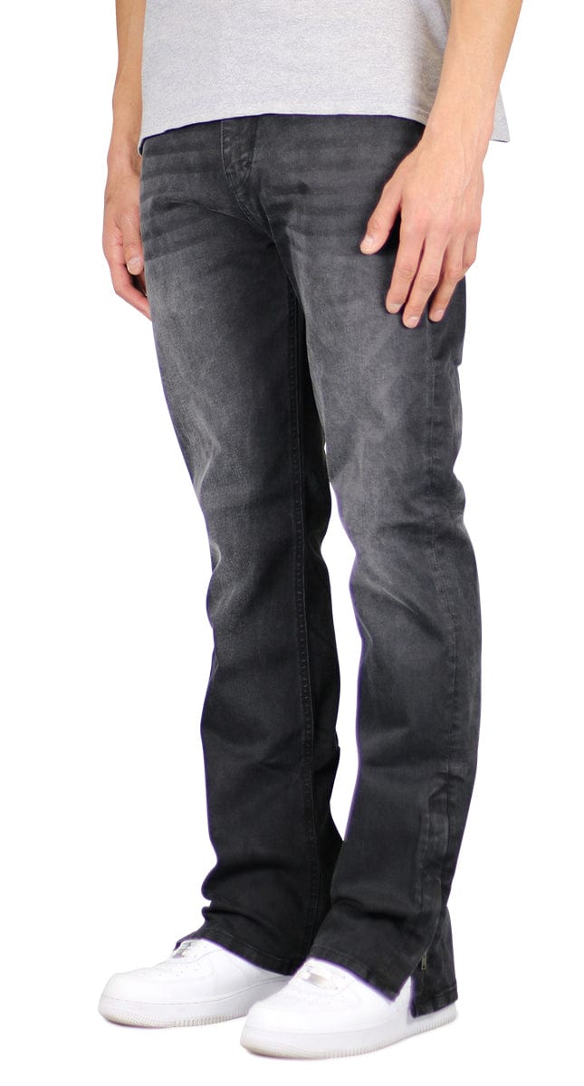 Black Flare Zipper Jeans - Image 2