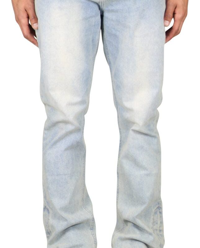 LT. Blue Flare Zipper Jeans