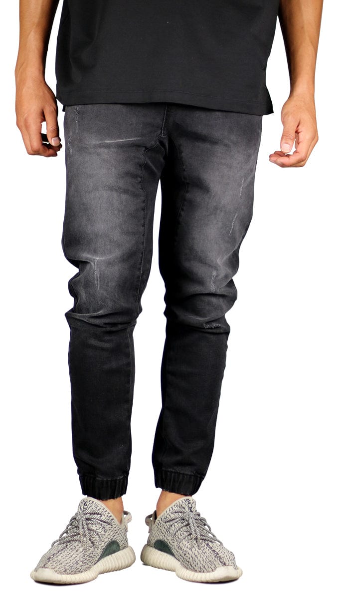 Black Drop Crotch Denim Joggers - Image 6