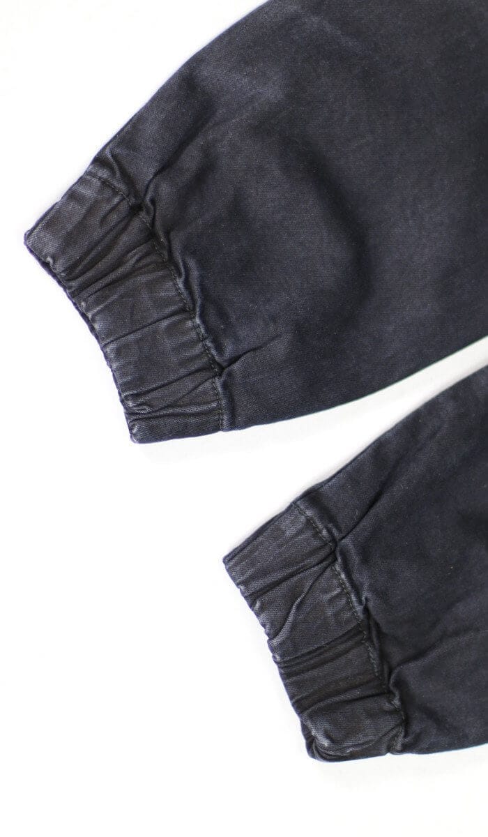 Black Drop Crotch Denim Joggers - Image 15