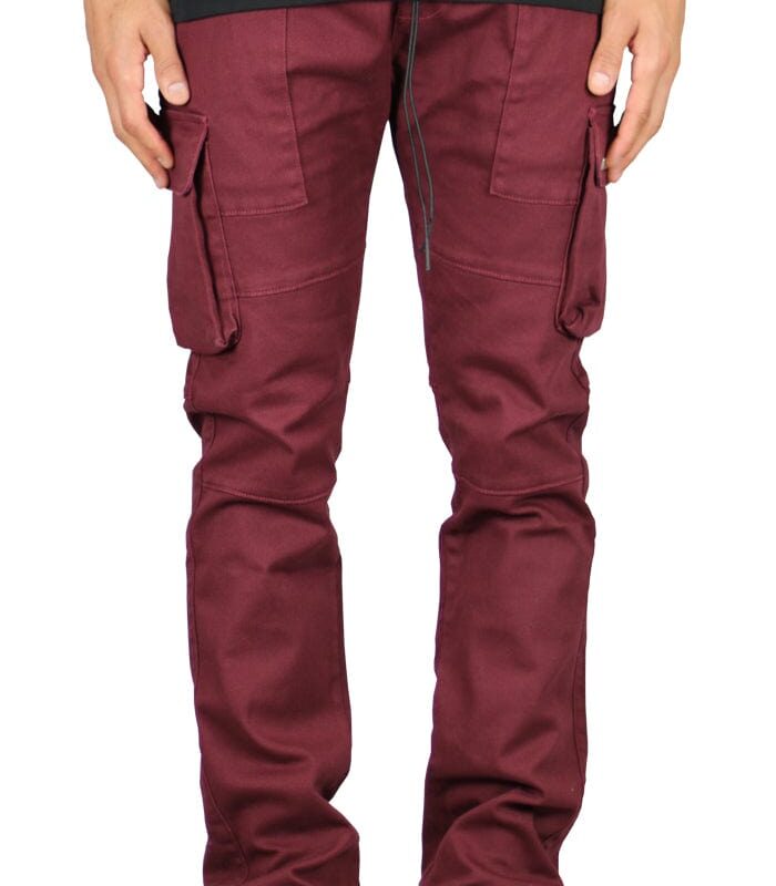 Burgundy Straight Cargo Pants
