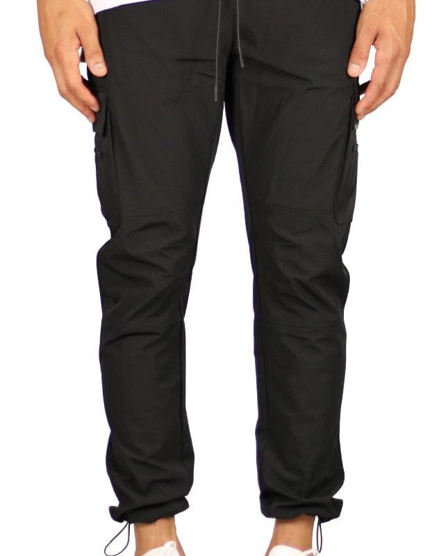 Black Cool Nylon Cargo Pants