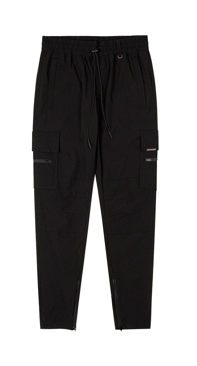 Black Cool Nylon Zipper Pants - Image 7