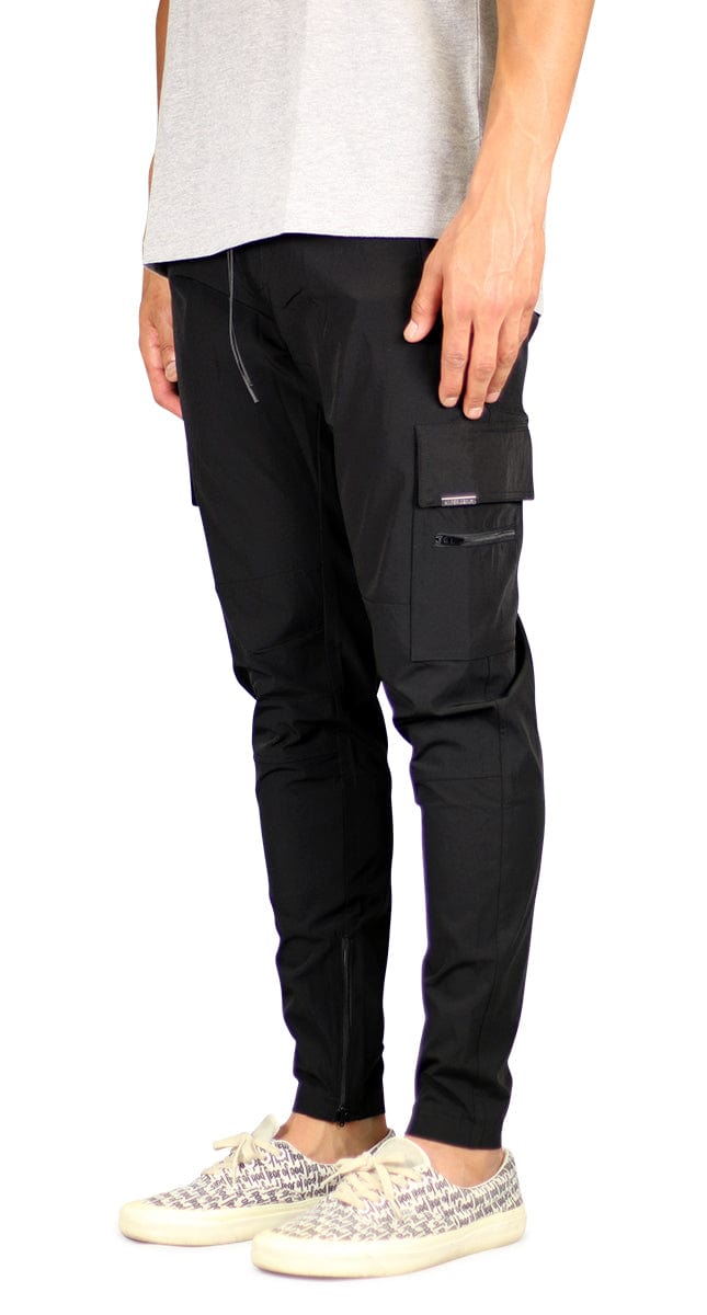 Black Cool Nylon Zipper Pants - Image 3