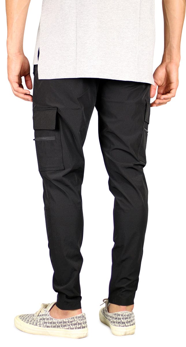 Black Cool Nylon Zipper Pants - Image 6