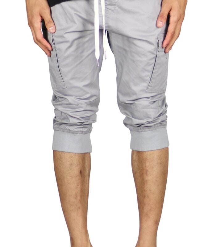 Gray Cargo Jogger Shorts