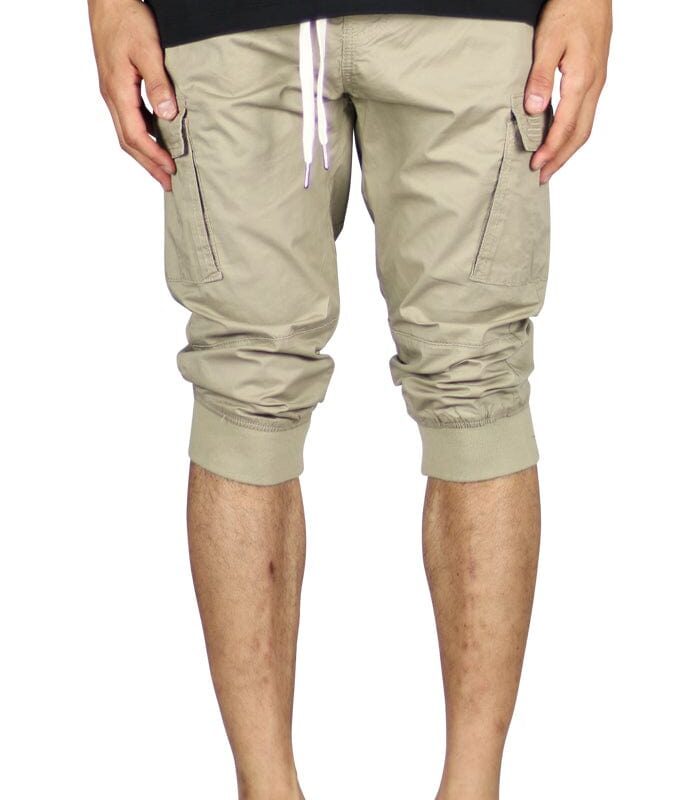 Khaki Cargo Jogger Shorts