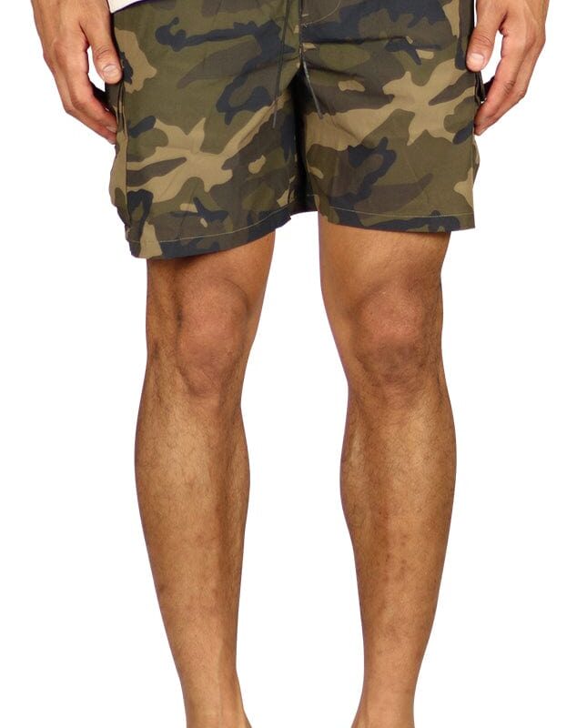 Olive Camo Cool Nylon Cargo Shorts