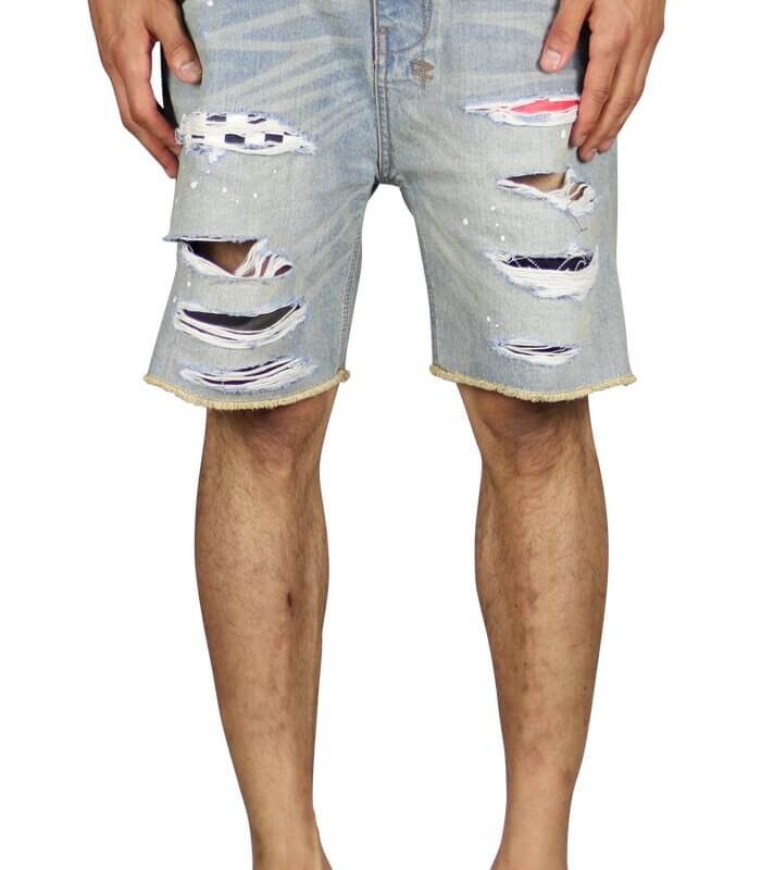 Indigo Patch Denim Shorts