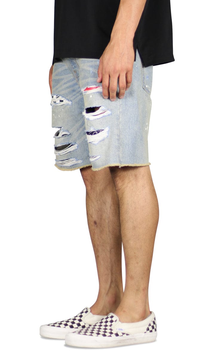 Indigo Patch Denim Shorts - Image 2