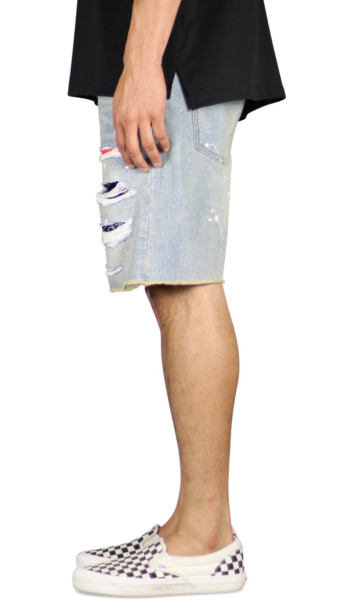 Indigo Patch Denim Shorts - Image 3