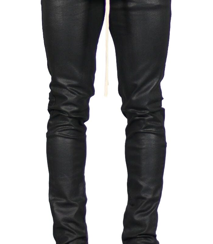 Wax Coated Stack Zipper Jeans