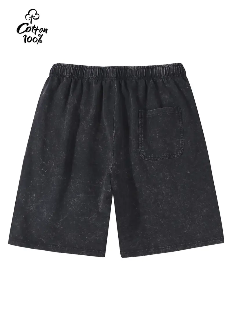 Men'S Vintage Washed Shorts with Artistic Illustration - Comfortable - Image 4