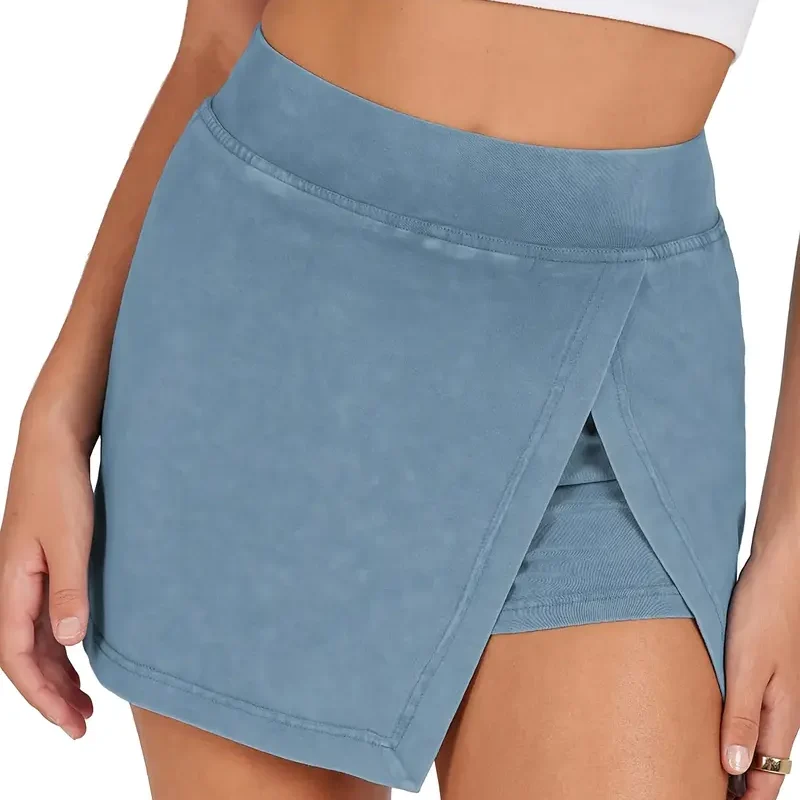 Women's High-Waisted Athletic Skort with Side Slit & Built-In Shorts